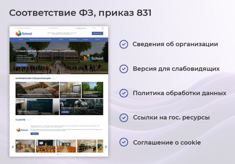 BS: Школа (ФЗ) — сайт школы, университета, колледжа, лицея, гимназии, интерната, института, ВУЗа